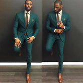 Fashion Men's Business Formal Suit Solid Color Slim Wedding Suits for Men 2Pcs Set Tuxedo Banquet (Blazer+Pants) Olive green